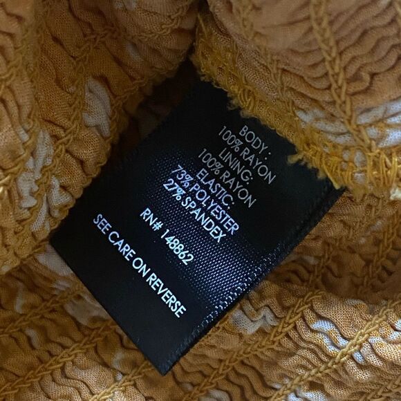 Torrid Challis Smocked Crop Cami Mustard Yellow White Stretchy 3 Plus - Picture 10 of 10